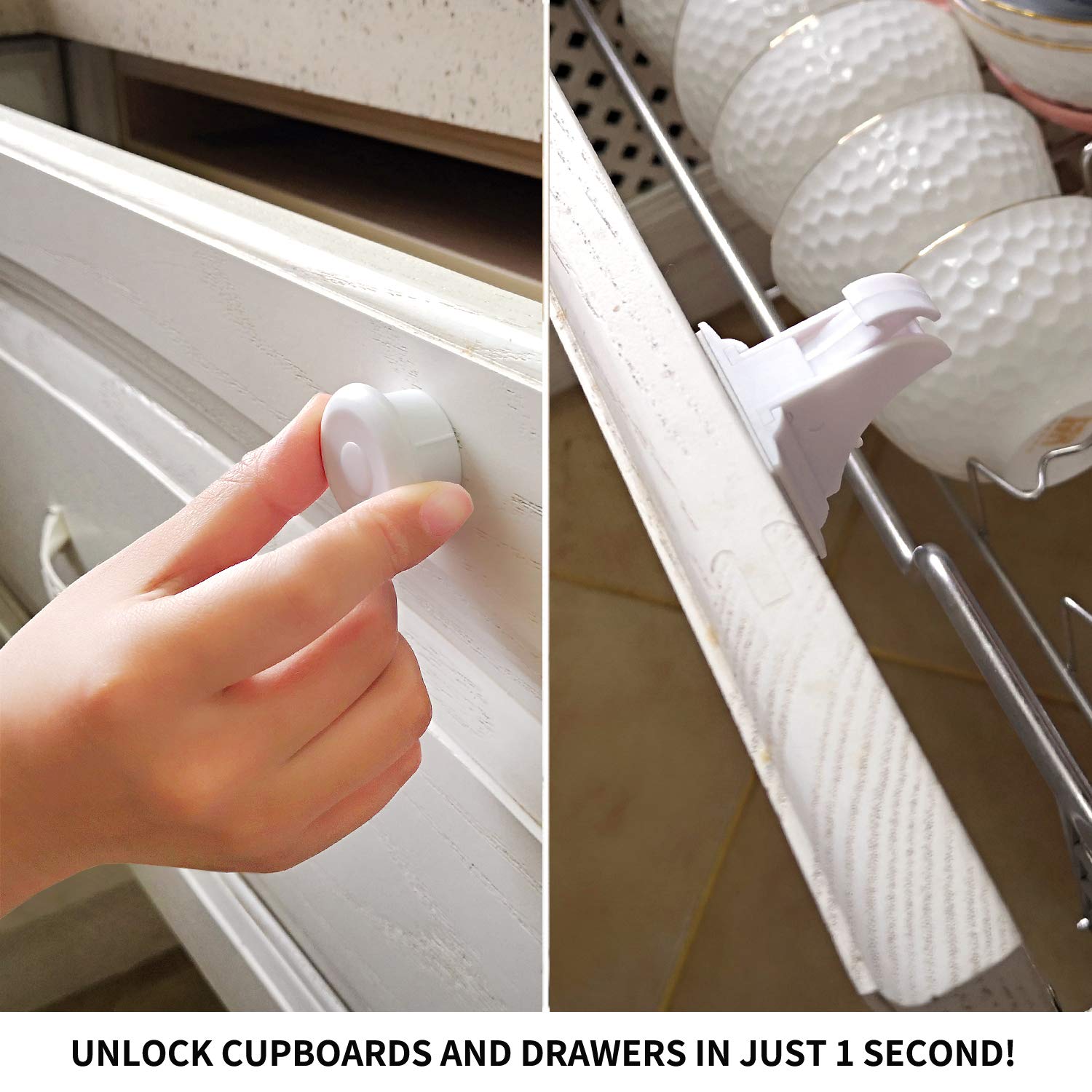 Baby Proofing Magnetic Cabinet Locks Child Safety - Norjews (3 Keys+20 Locks),  C